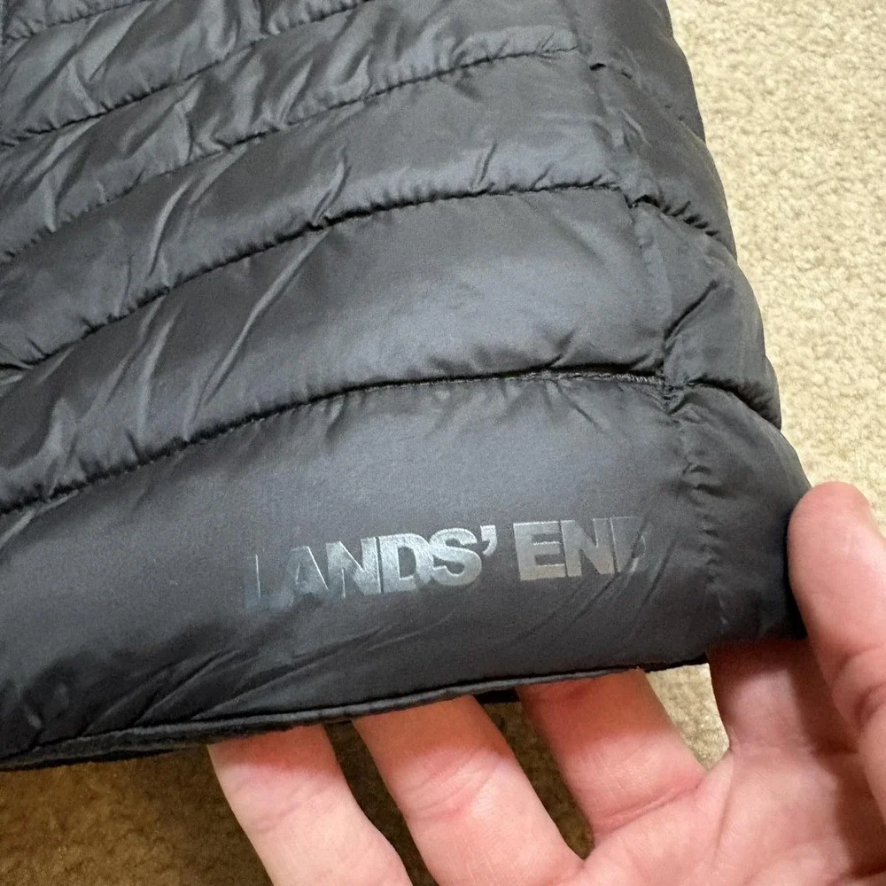 Lands End Puffer Vest NWT Kids M 8 Black Quilted PrimaLoft Insulated Winter Warm